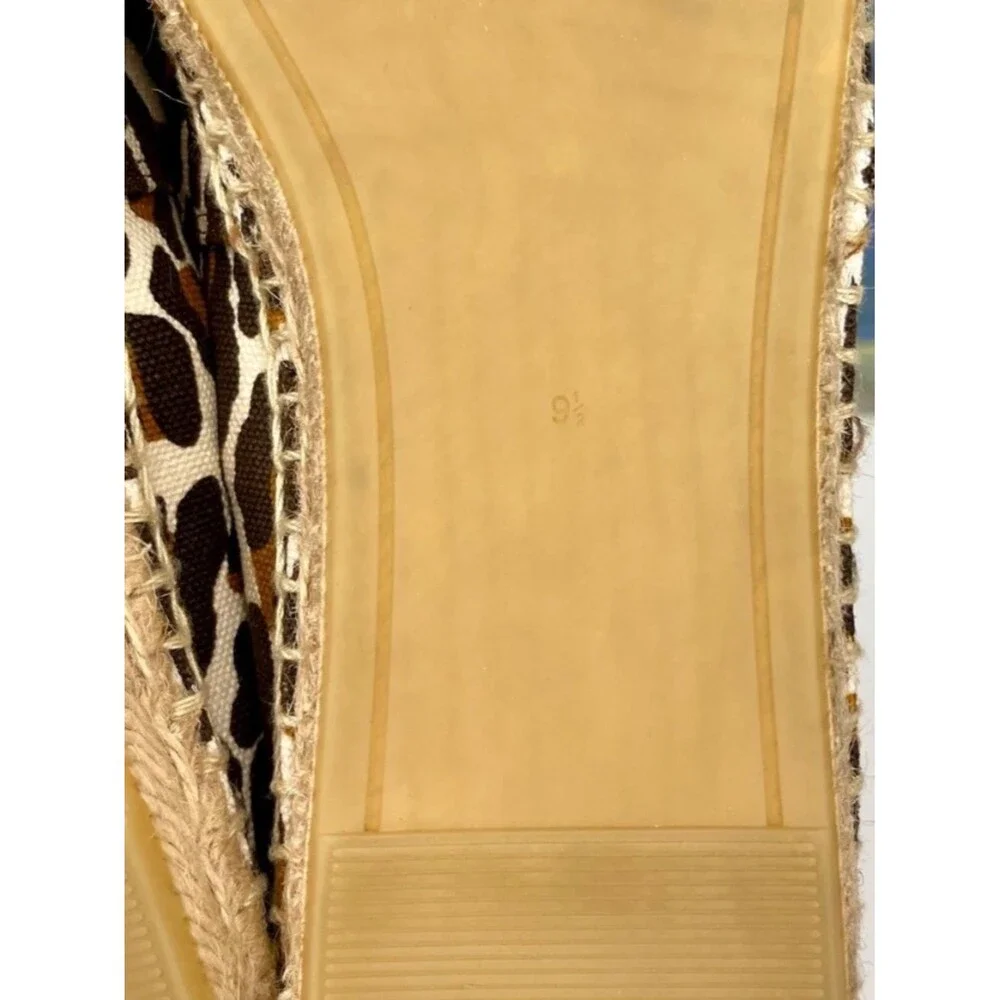 New Tory Burch Ines Leopard Print Canvas Espadrille Flats Brown Tan Women 9.5
